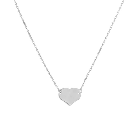 14K white gold heart necklace, no stones.
