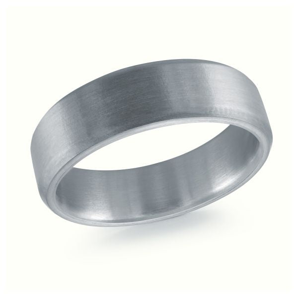 Tantalum white-grey carved men's band.