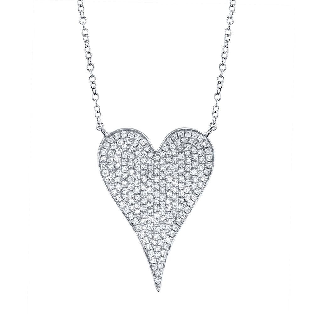 Heart-shaped diamond necklace, white gold.
