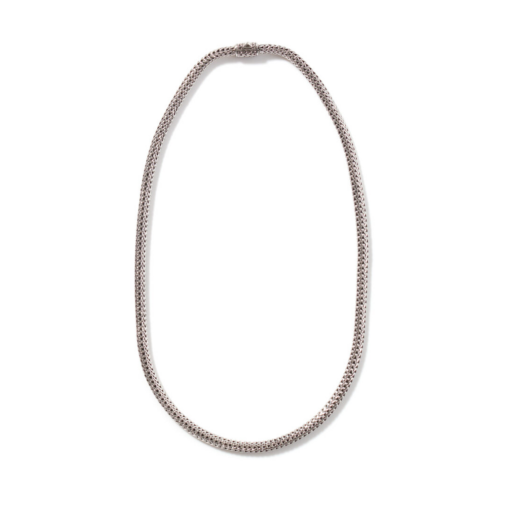 Sterling silver fancy link chain necklace.