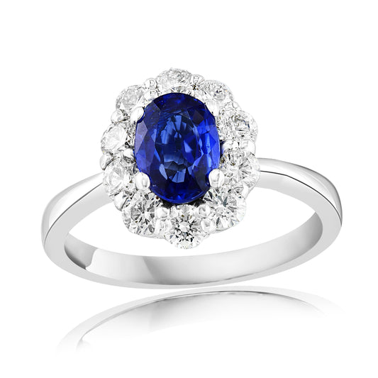 ReMARKable Designs Oval Sapphire Color Gemstone Ring in 14 Karat White Gold with 0.91ctw Sapphire