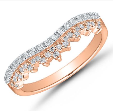 Rose gold band with contour diamond pattern.