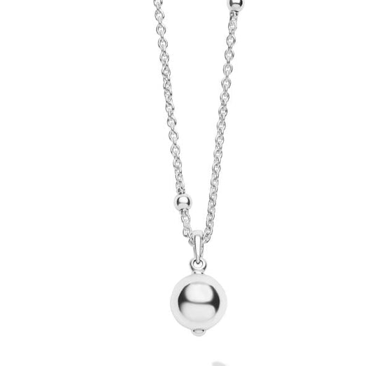 Sterling silver station necklace with beads.