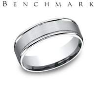 Tantalum grey carved men's band, 7MM width.