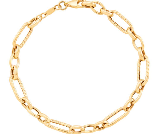 14K yellow gold paperclip bracelet.