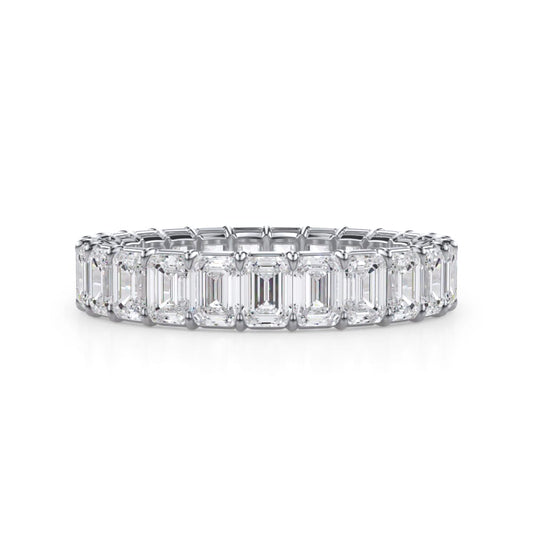 Emerald-cut diamond eternity band, 14K white gold.