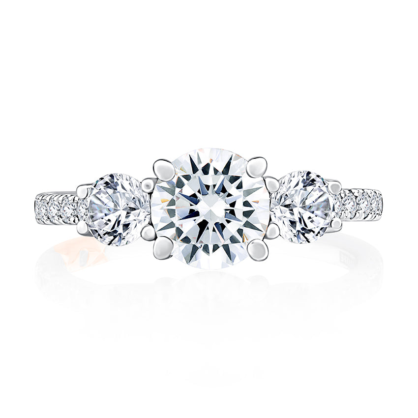3-Stone Diamond Accent Mined Diamond Engagement Ri