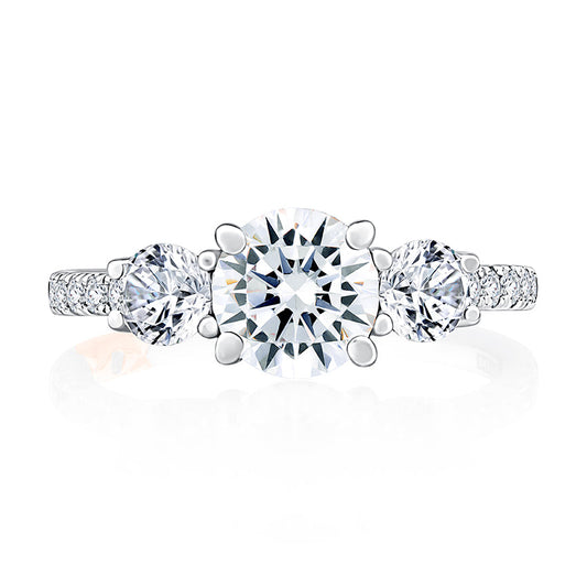 3-Stone Diamond Accent Mined Diamond Engagement Ri