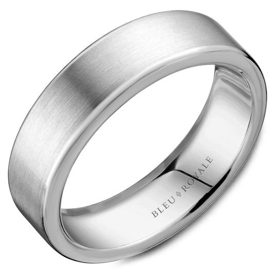 14K white gold band, polished and satin finish.