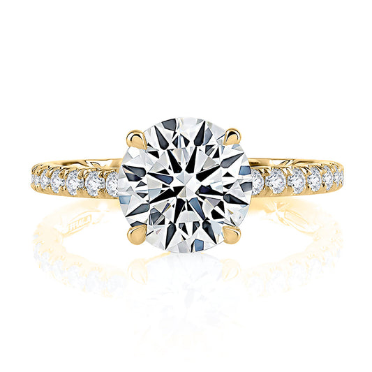 18K white gold ring with round diamonds.