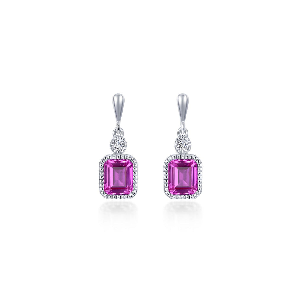 Pink tourmaline earrings with diamond accents.
