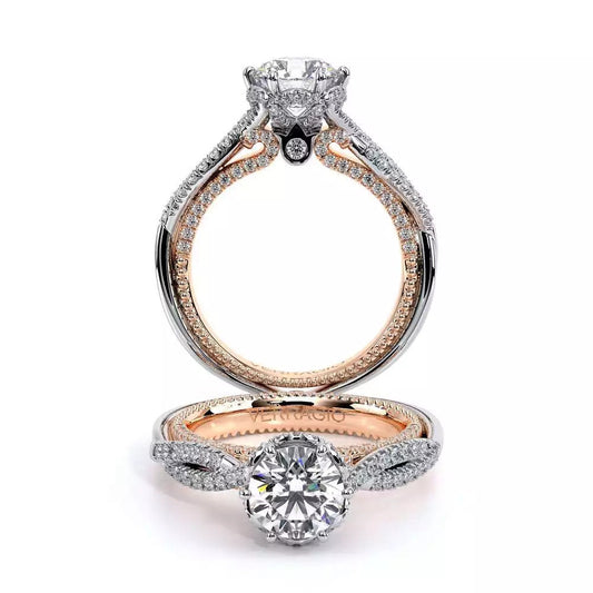 18K white-rose gold diamond engagement ring.