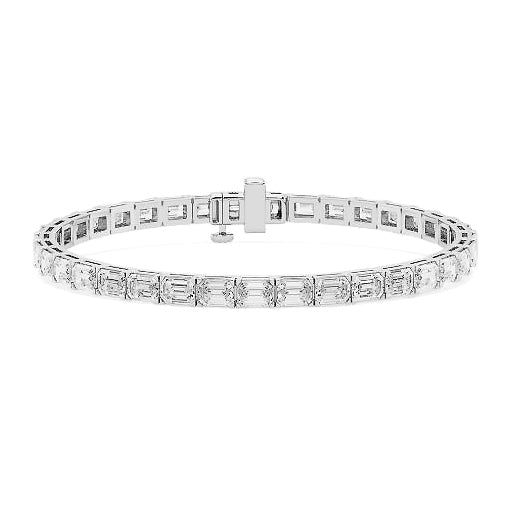 14K white gold bracelet with round diamonds.
