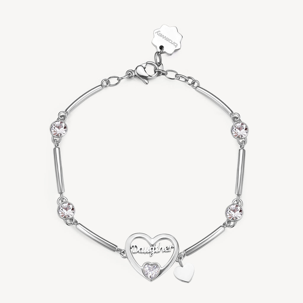 Heart diamond bracelet with crystal accents.