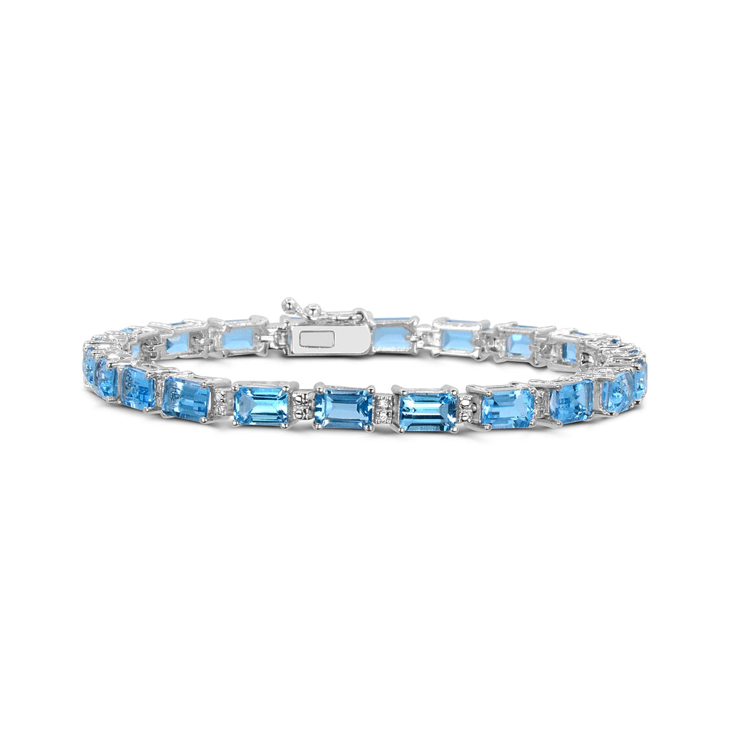 Sterling silver bracelet with blue topazes.