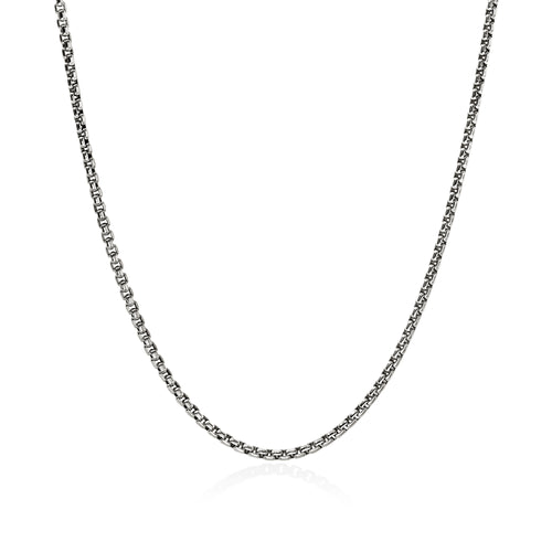 Sterling silver box chain necklace, lobster clasp.