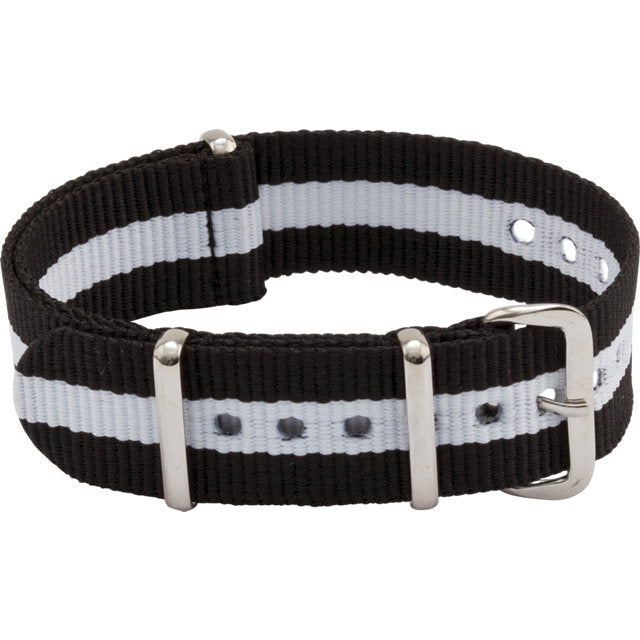 Black and white nylon watch band.