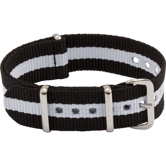 Black and white nylon watch band.