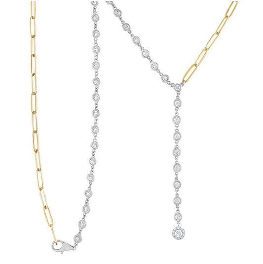 ReMARKable Designs Natural Diamond Necklace in 14 Karat White-Yellow Gold with 2.30ctw Round Diamonds