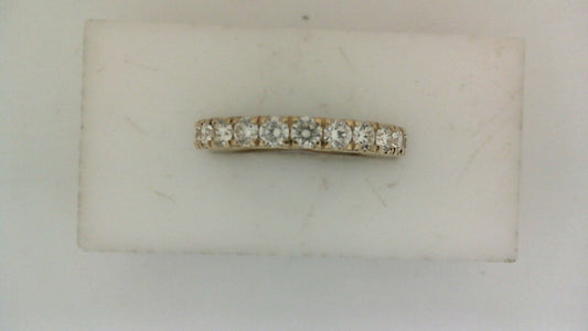14K yellow gold band with round diamonds