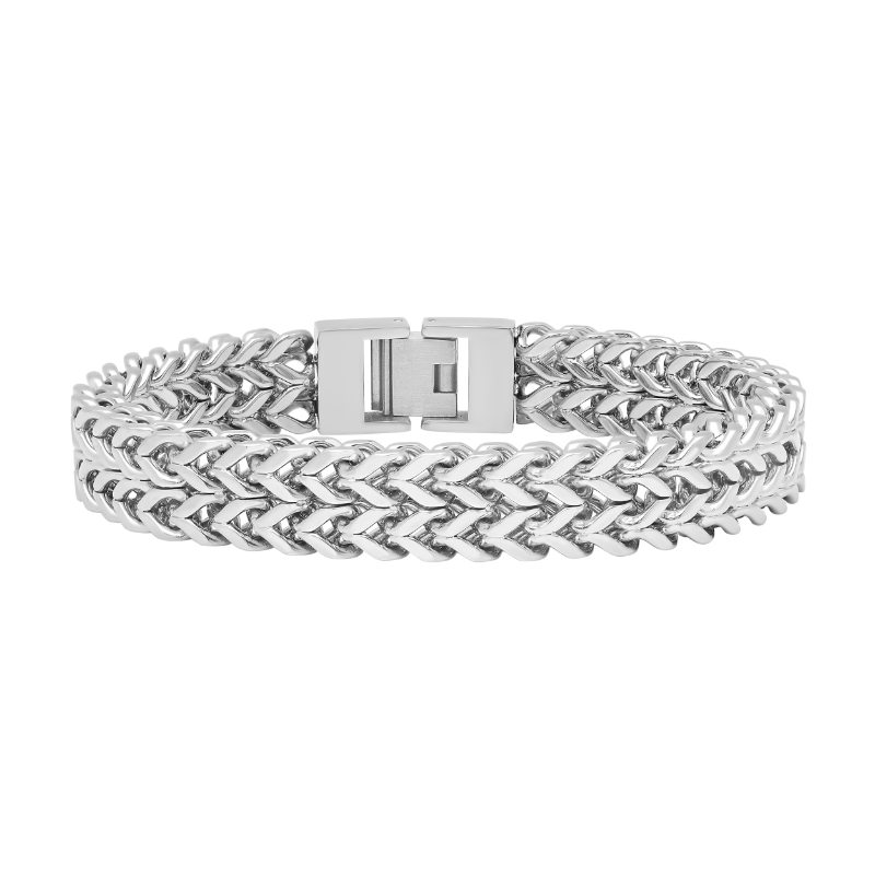 Stainless steel intricate fancy link bracelet.