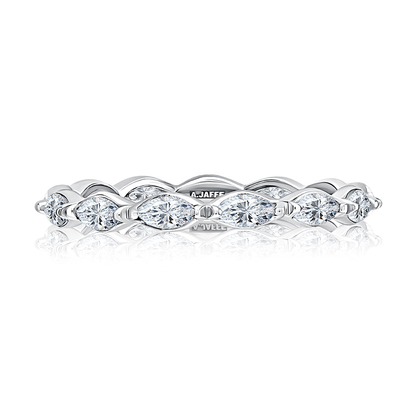 Eternity Ladies Wedding Band in 14 Karat White wit