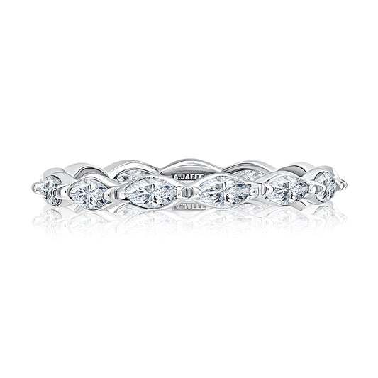 Eternity Ladies Wedding Band in 14 Karat White wit