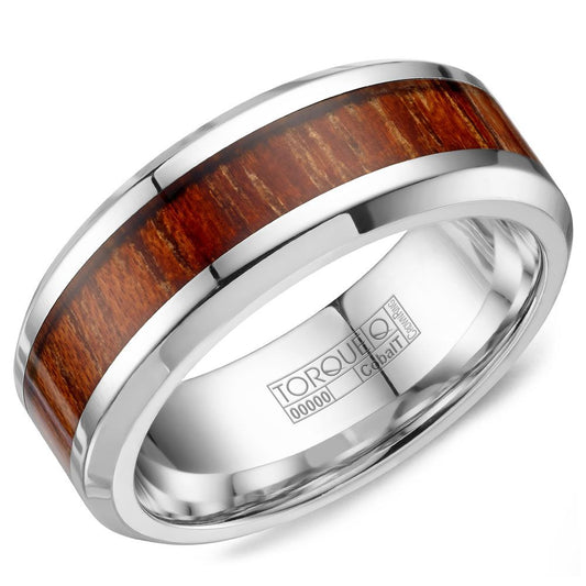Cobalt ring with wood inlay design.