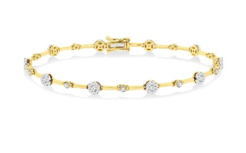14K white-yellow gold diamond bracelet.