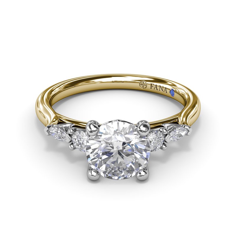 14K dual-tone diamond engagement ring.