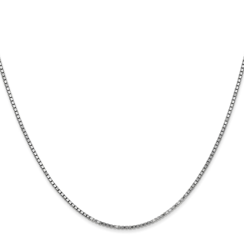 14K white gold polished box chain necklace.