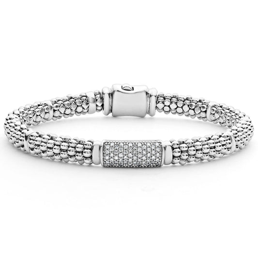 Sterling silver bracelet with 0.27ctw natural diamonds.