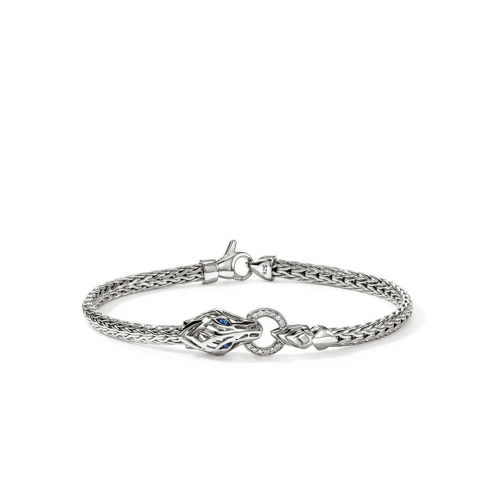 Sterling silver bracelet with blue sapphires.