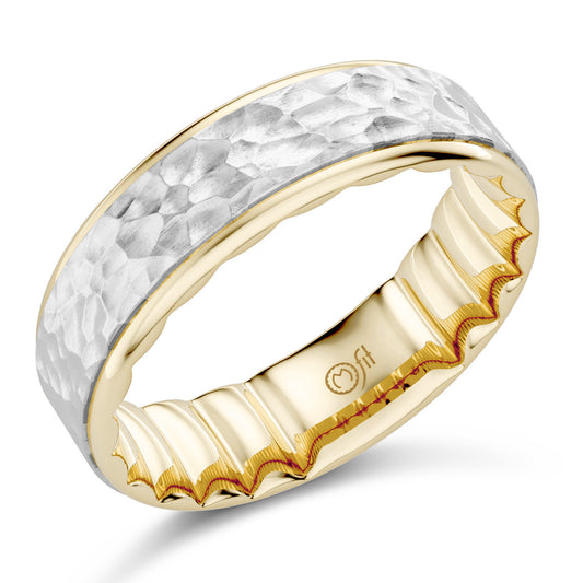 Carved 14K white gold band, polished finish.