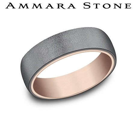 Tantalum grey rose men's carved band.