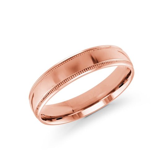 Rose gold carved men's band, 5MM width.