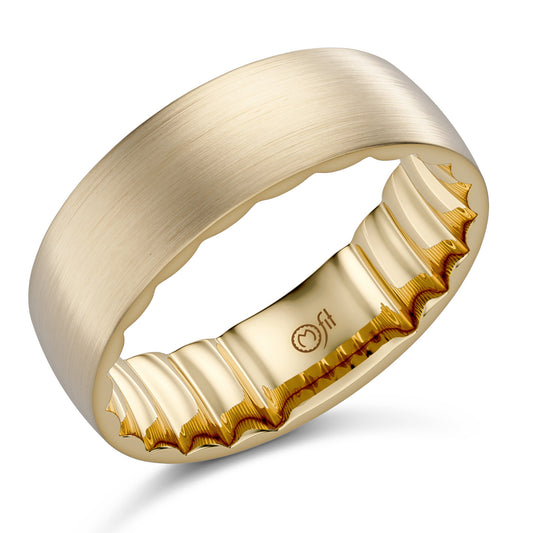 14K white gold carved band, polished finish.
