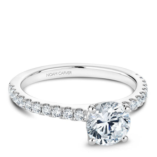 14K white gold ring with side diamonds