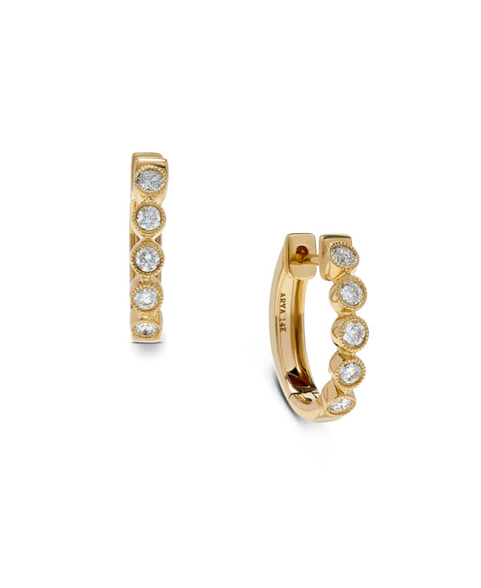 Huggie Natural Diamond Earrings in 14 Karat Yellow with 0.40ctw Round Diamonds