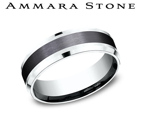 Titanium band, white-black finish, satin texture.