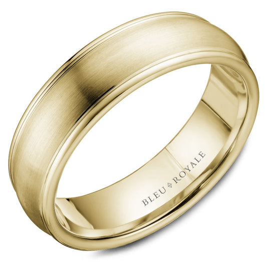 14K yellow gold carved band, polished satin finish.