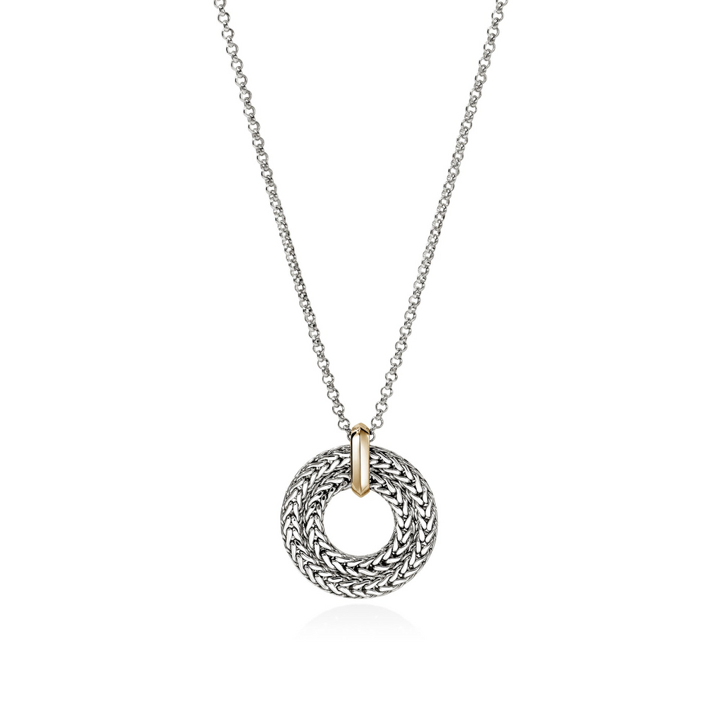 Sterling silver rolo chain pendant necklace.