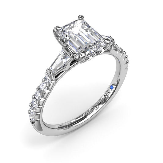 14K white gold diamond semi-mount ring.