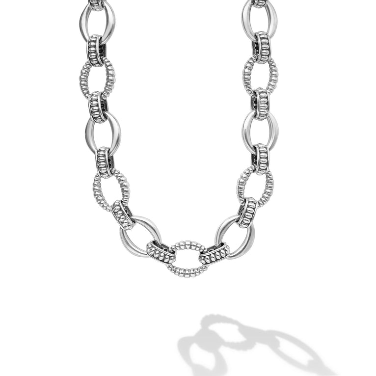 Sterling silver oval link chain necklace.