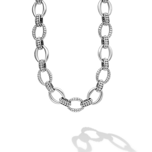 Sterling silver oval link chain necklace.