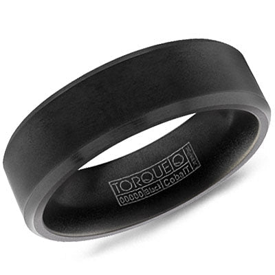 Cobalt black men's carved band, satin finish.