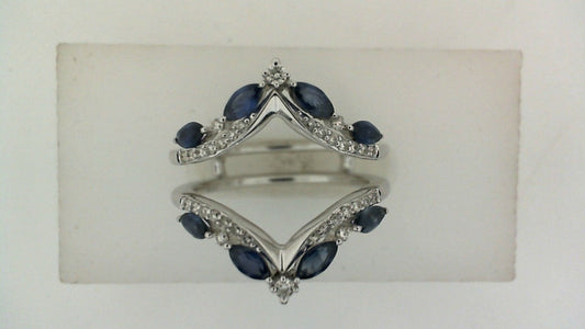 IRENA JEWELS Color Gemstone Band in 14 Karat White Gold with 8 Marquise Sapphires