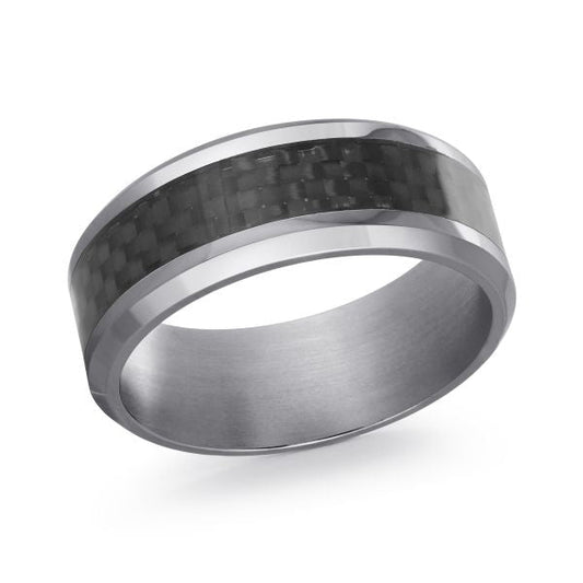 Tantalum grey band with carbon fiber inlay.