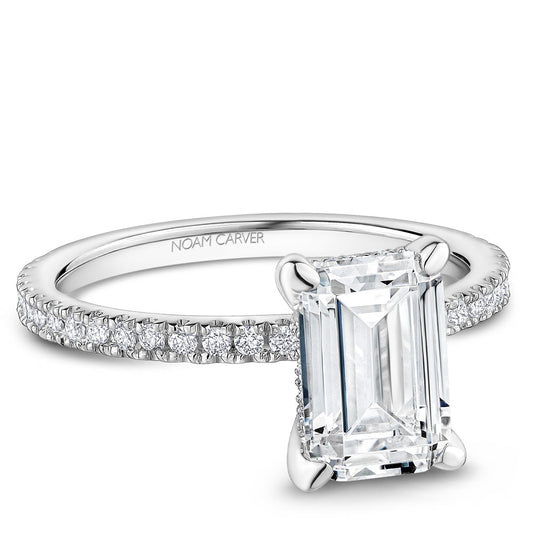 14K white gold ring with accent diamonds.
