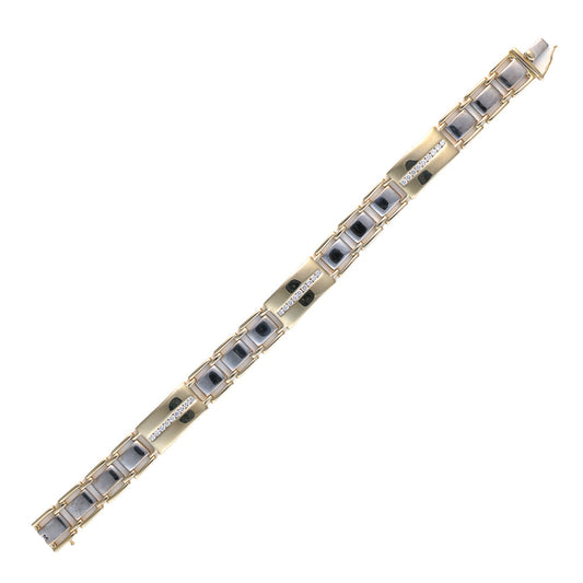 M Estate Collection Natural Diamond Bracelet in 14 Karat White - Yellow with 0.94ctw G/H SI1-SI2 Round Diamonds